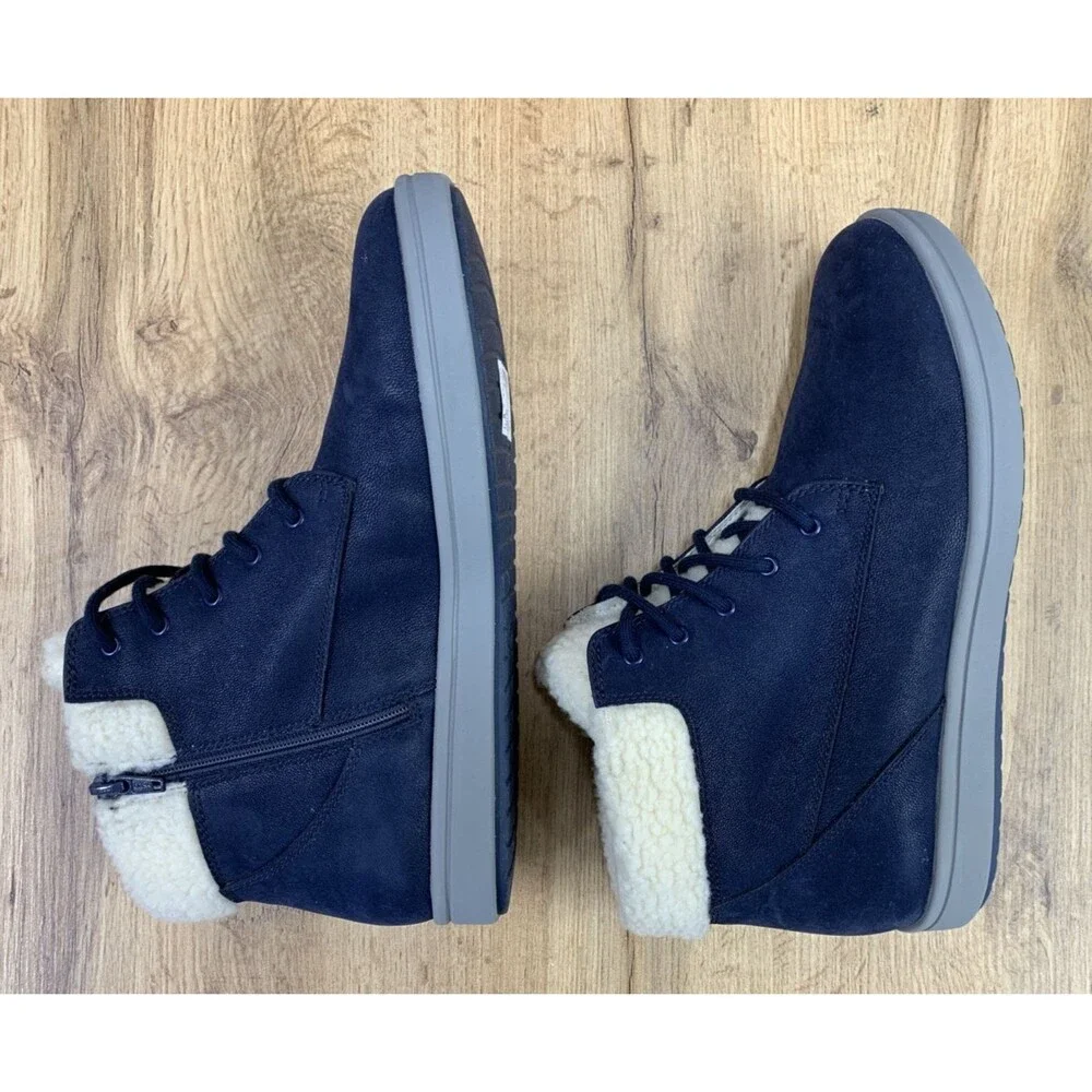 Cloudsteppers By Clarks Boots Step Flow Jay Faux Lined  Zip Lace Up Navy  10 M